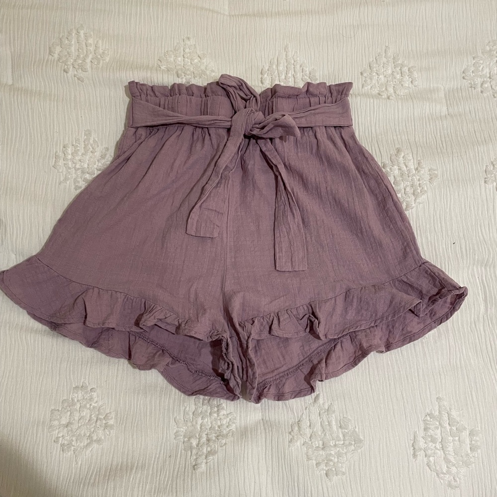 Purple Paper-bag Shorts